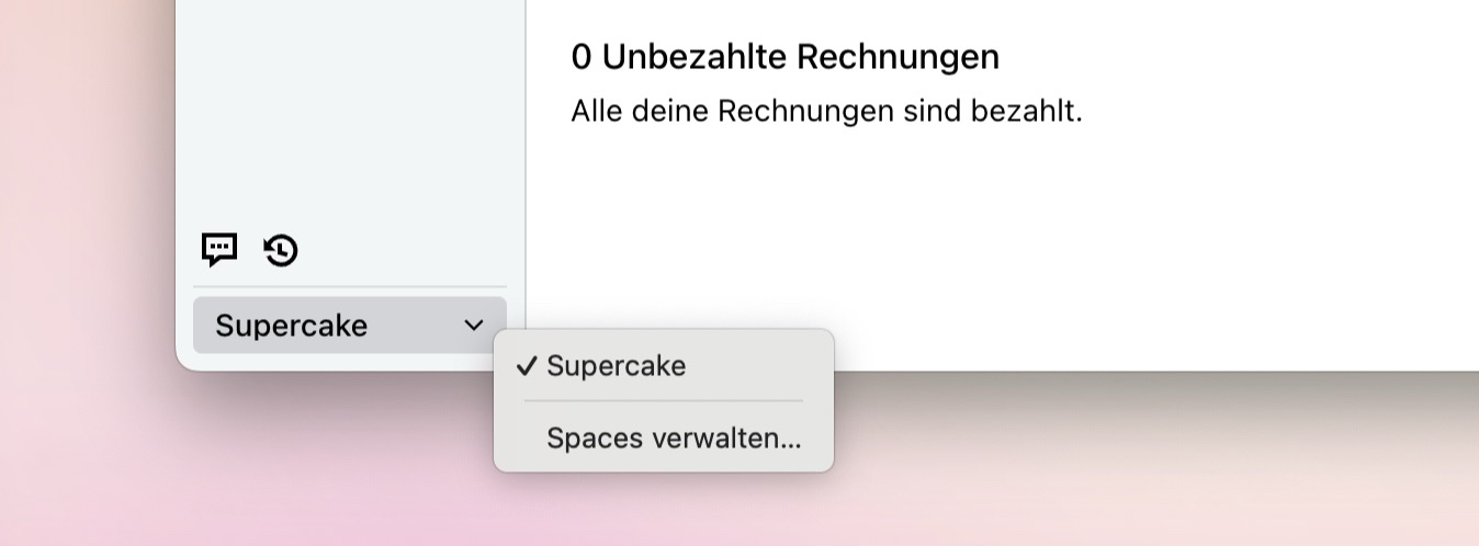 Space-Auswahl in Cakedesk