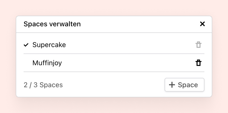 Spaces in Cakedesk verwalten