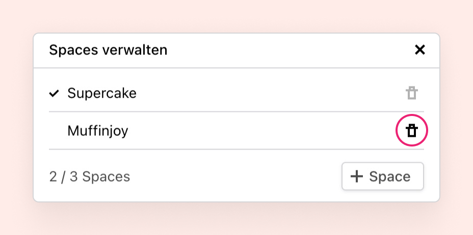 Spaces in Cakedesk verwalten